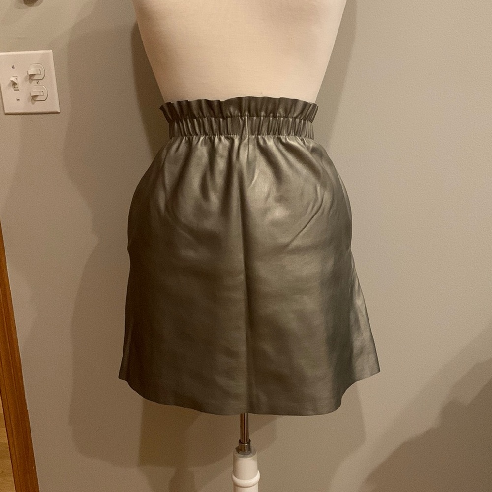 Zara Metallic Gray Faux Leather Mini Skirt, Size L